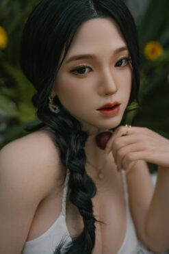 Lou-164cm Full Silicone Asian Sex Doll - ROS Movable Jaw & Black Hair Oriental Face