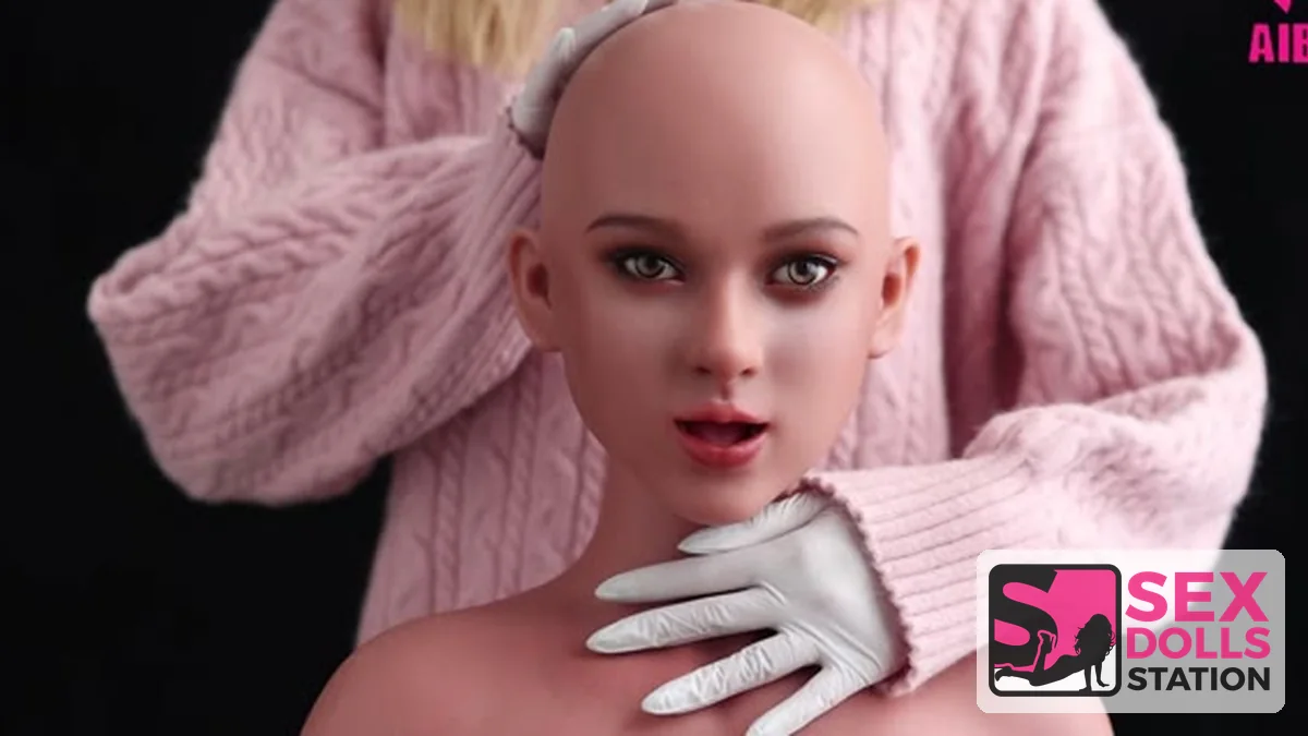 Careful handling of a removable sex doll head