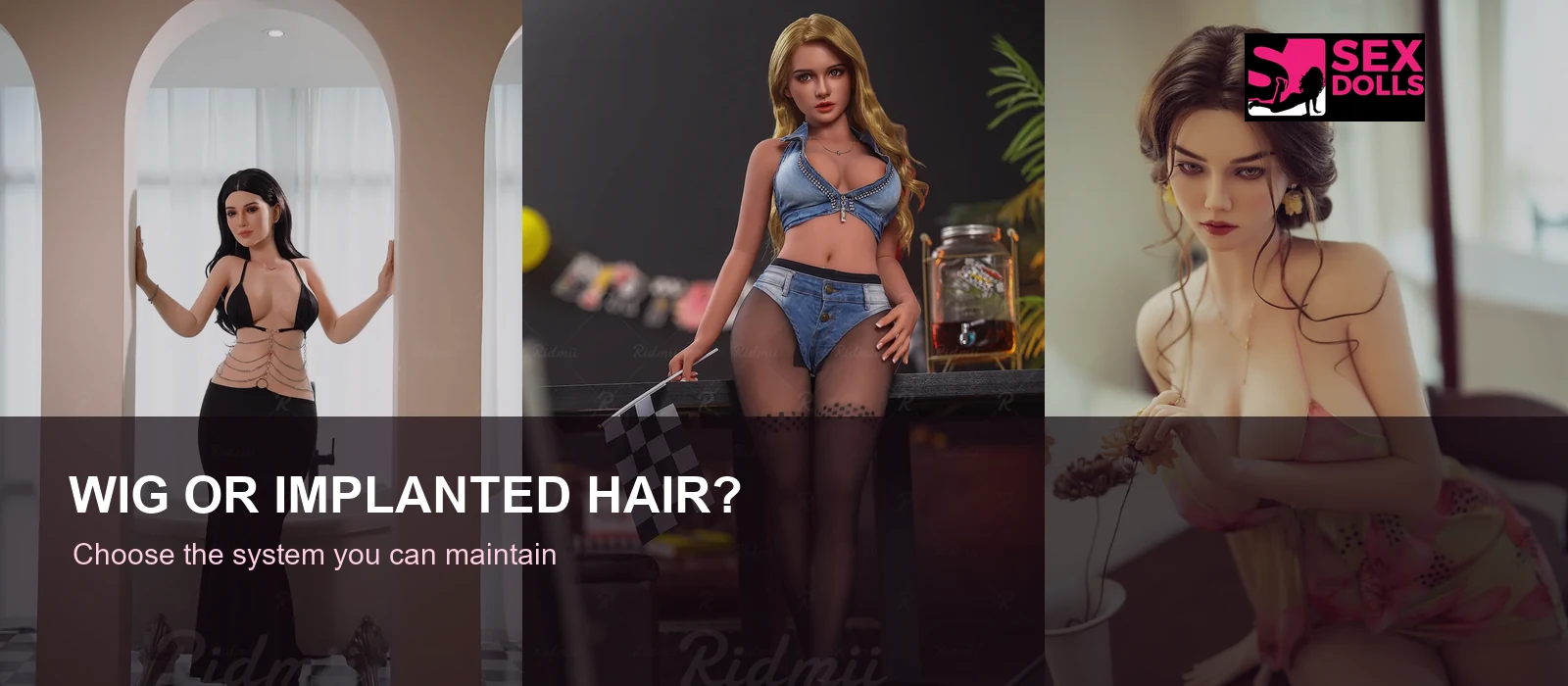 Sex doll wig and implanted hair buying guide using three current catalog examples
