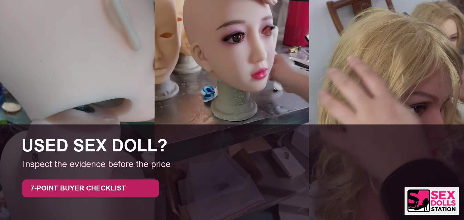 Used sex doll inspection guide with head, wig and connector details